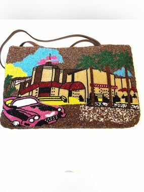 Y&S Beaded Vintage Scene Crossbody / shoulder Bag - Multicolor